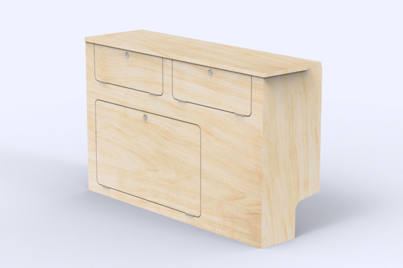 Kompakter Seitenschrank A1 - Van-Umbau VW Caddy | Simple Vans