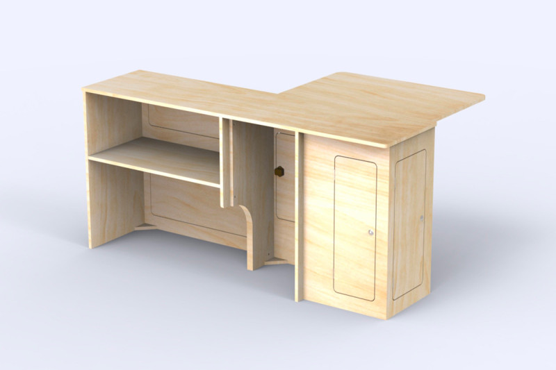 Seitenschrank Großer Tisch L1 A4 - Van-Umbau | Simple Vans