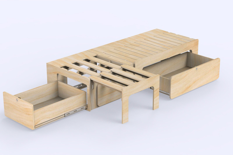 Tiroir arrière D10 - pour lit peigne B130 | Simple Vans