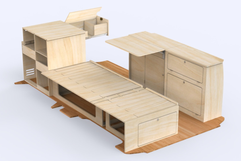 Removable Van Module System Removable & Modular Wooden Van Conversion | Simple Vans Kits