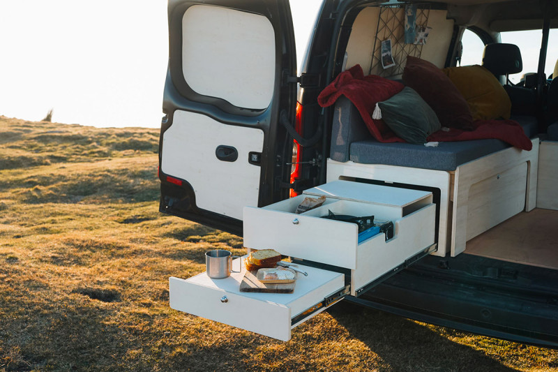 Rear Kitchen Drawer D8 for Sliding Bed B120 & B4 | Simple Vans