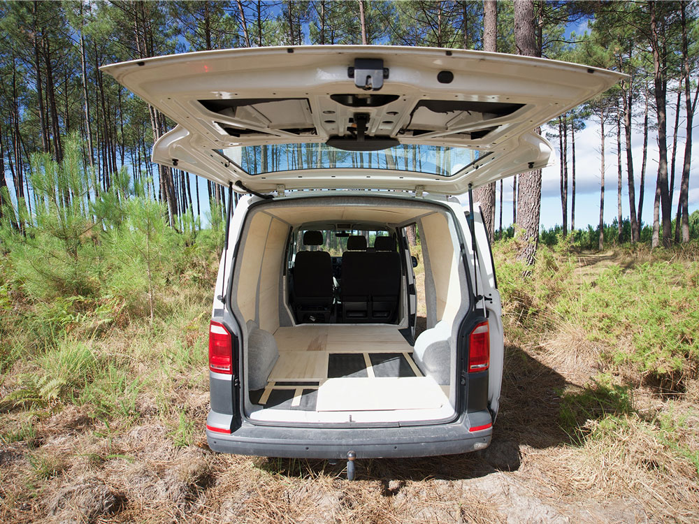 Simple Floor sections slotted together inside a van
