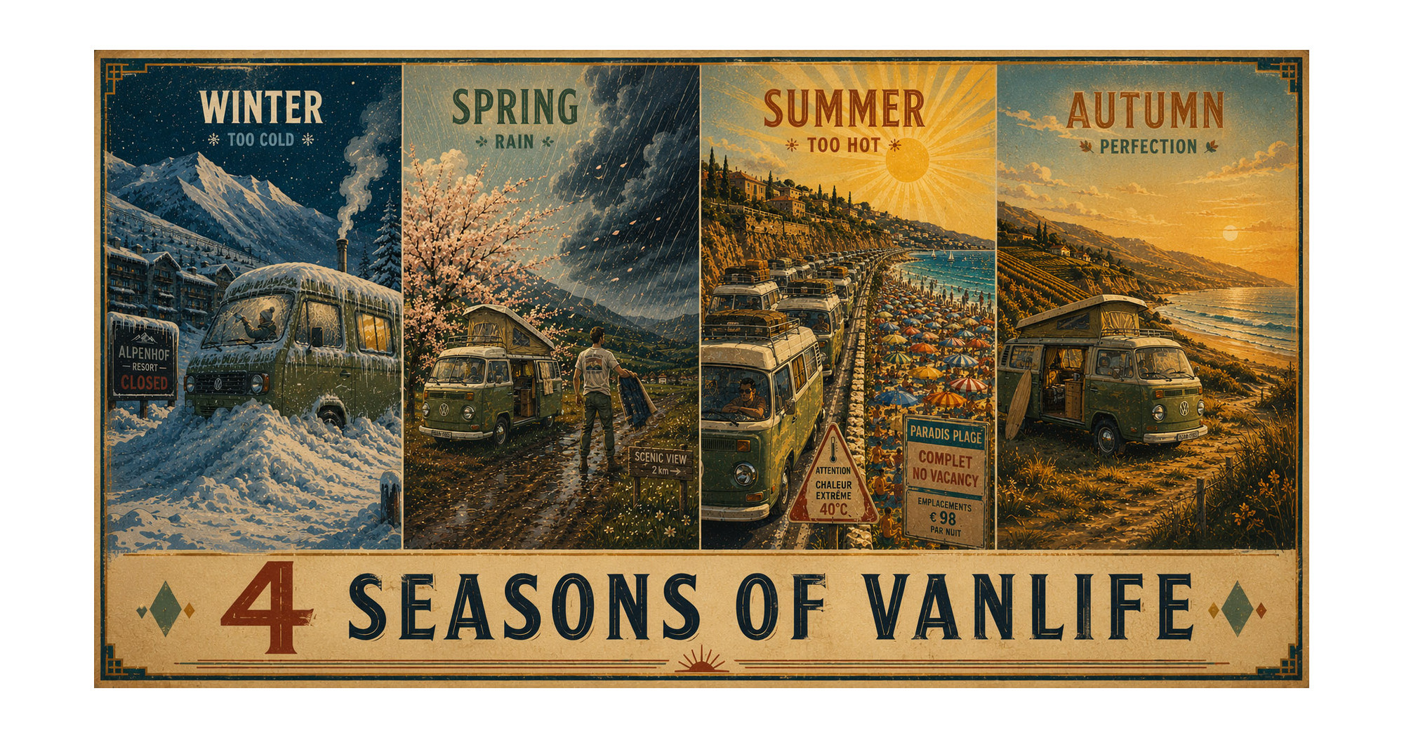 12 mois, classés du pire au meilleur pour la Vanlife (et août n'est même pas dans le top 5)